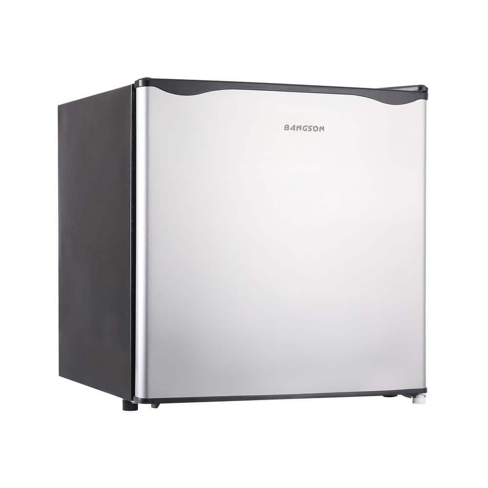 JEREMY CASS Mini Upright Freezer in Silver with Stainless Steel, Manua