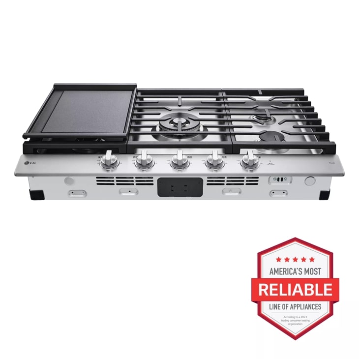36” Smart Gas Cooktop with UltraHeat™ 22K BTU Dual Burner and LED Knobs