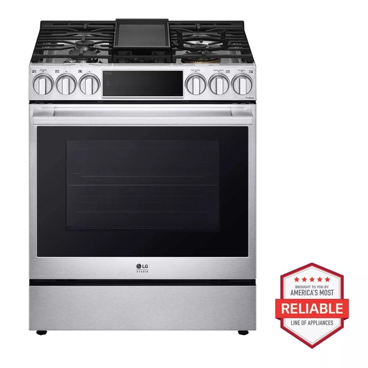 LG STUDIO 6.3 cu. ft. Smart wi-fi Dual Fuel Slide-in Range with ProBake Convection® and EasyClean®
