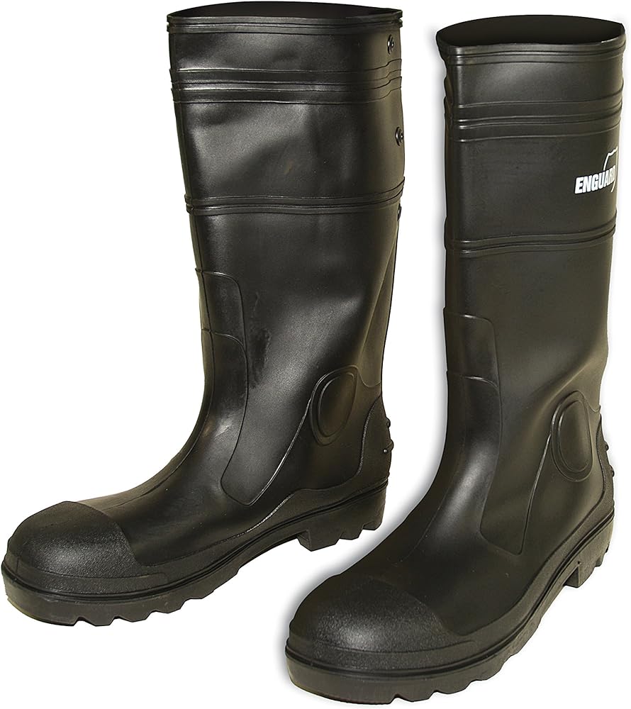 Enguard Men's Black PVC Steel Toe Waterproof Work Boots