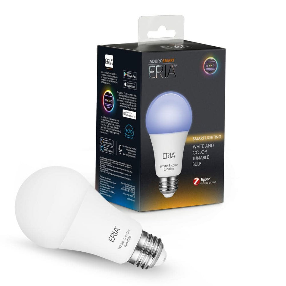 AduroSmart ERIA 60-Watt Equivalent A19 Dimmable CRI 90+ Wireless Smart LED Light Bulb Multi-Color