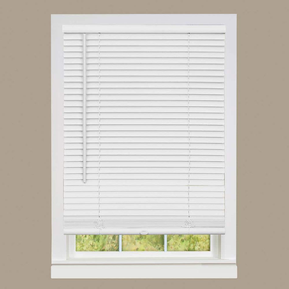 Designer's Touch Alabaster Cordless Light Filtering Vinyl Blind with 1 in. Slats 38 in. W x 64 in. L