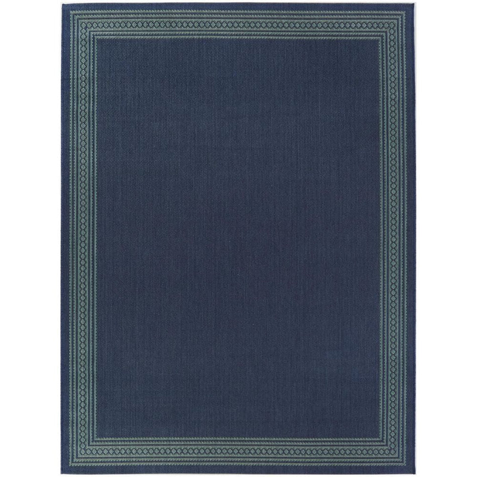 Hampton Bay Aqua/Blue 8 x 10 Border Indoor/Outdoor Area Rug