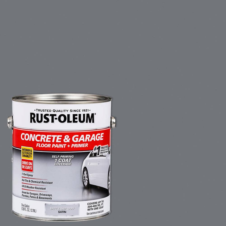 Rust-Oleum 1 Gal. Battleship Gray Satin 1-Part Epoxy Concrete Floor Interior/Exterior Paint