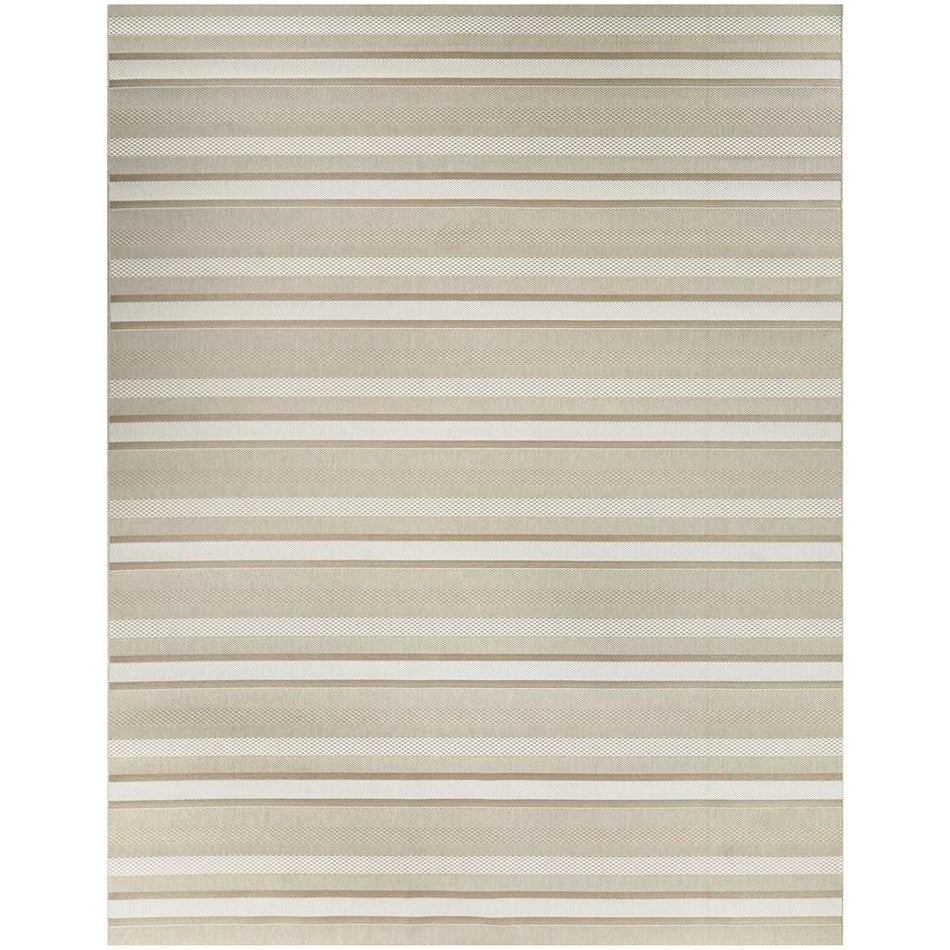 Hampton Bay Beige 8 ft. x 10 ft. Striped Indoor/Outdoor Patio Area Rug