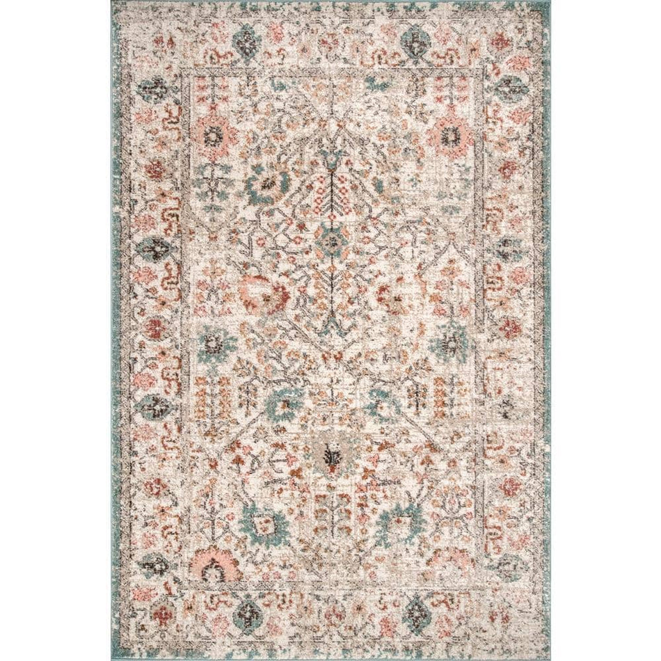 nuLOOM Lenore Vintage Floral Beige 9 ft. x 12 ft. Area Rug