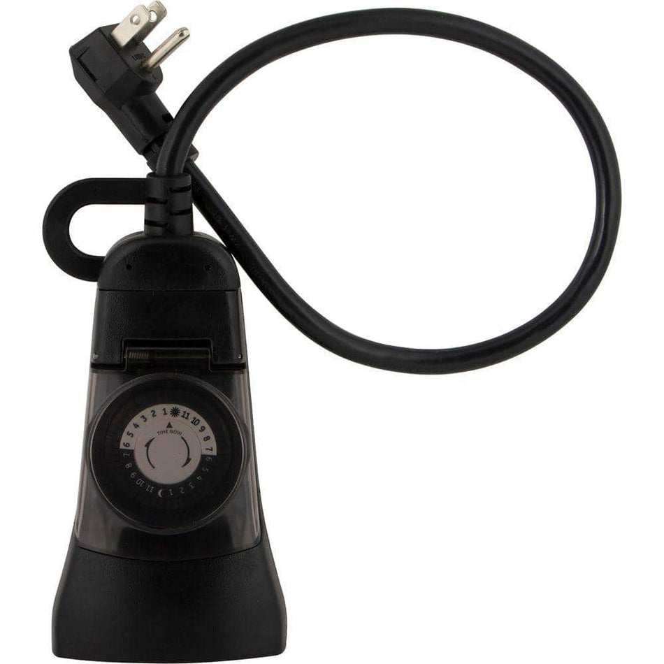 Defiant 15 Amp 24-Hour Outdoor Plug-In Mechanical Timer with 2-Grounded Outlets, Black