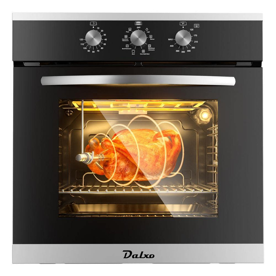 Dalxo 24 in. Single Electric Wall Oven With Convection Knob Control in Black