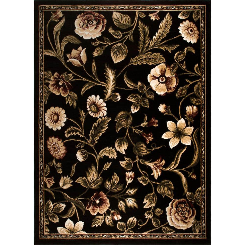 Home Dynamix Optimum Black/Green 8 ft. x 10 ft. Floral Area Rug