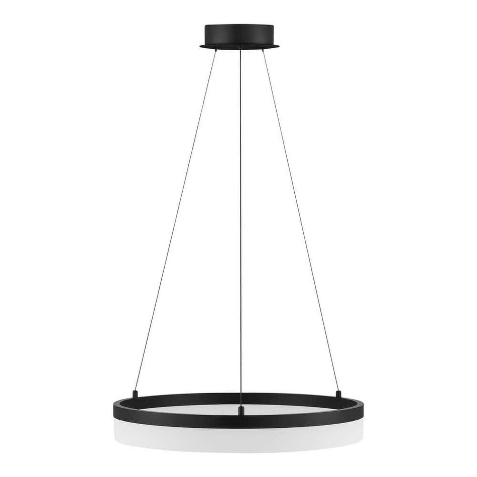Home Decorators Collection Kipling 35-Watt Black Modern Integrated LED Pendant Light with Frosted Acrylic Shade