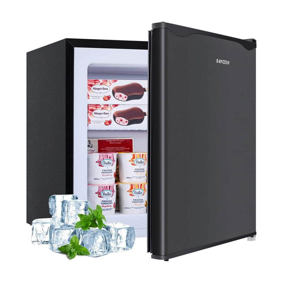 JEREMY CASS 1.1 cu.ft. Mini Freezer in Black with Stainless Steel, Manual Defrost