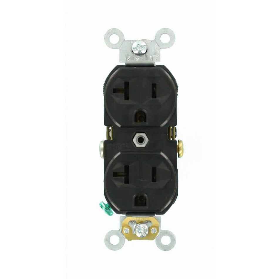 Leviton 20 Amp Commercial Grade Duplex Outlet, Black