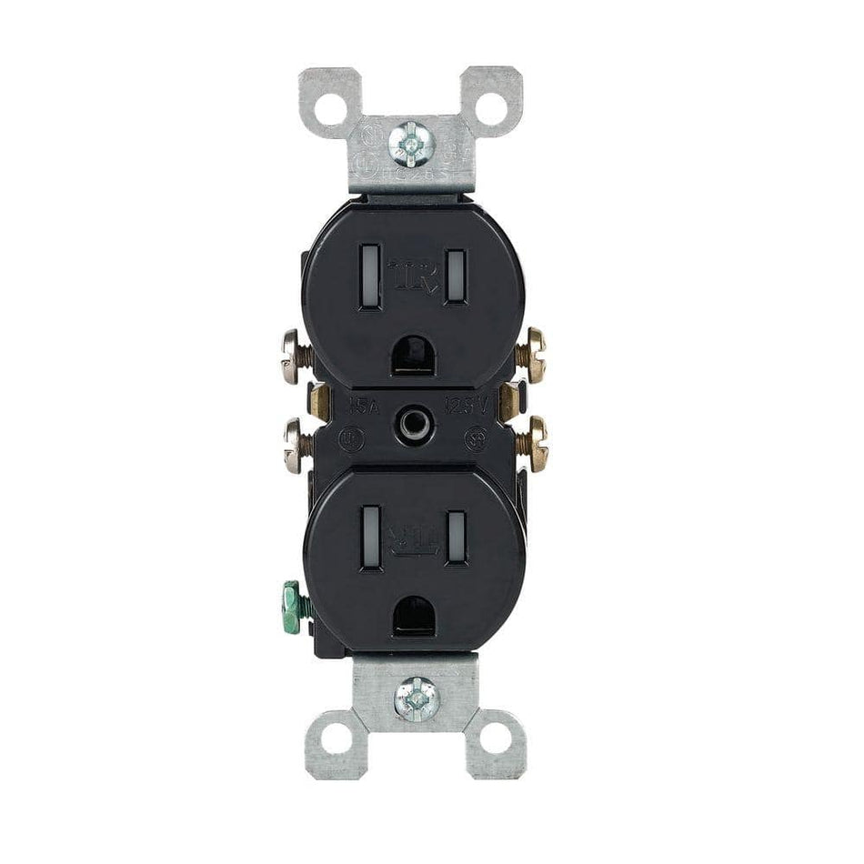 Leviton 15 Amp Tamper Resistant Duplex Outlet, Black