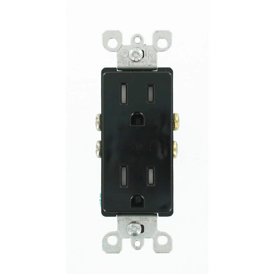 Leviton Decora 15 Amp Tamper Resistant Duplex Outlet, Black