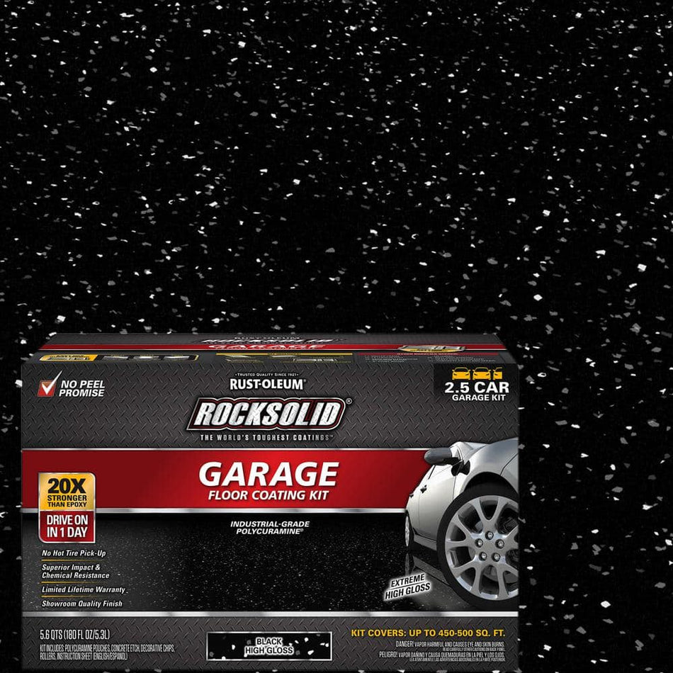 Rust-Oleum RockSolid 180 oz. Black Polycuramine 2.5-Car Garage Floor Kit