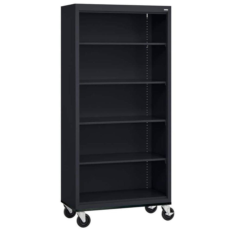 Sandusky Metal 5-shelf Cart Bookcase with Adjustable Shelves in Black (78 in.)