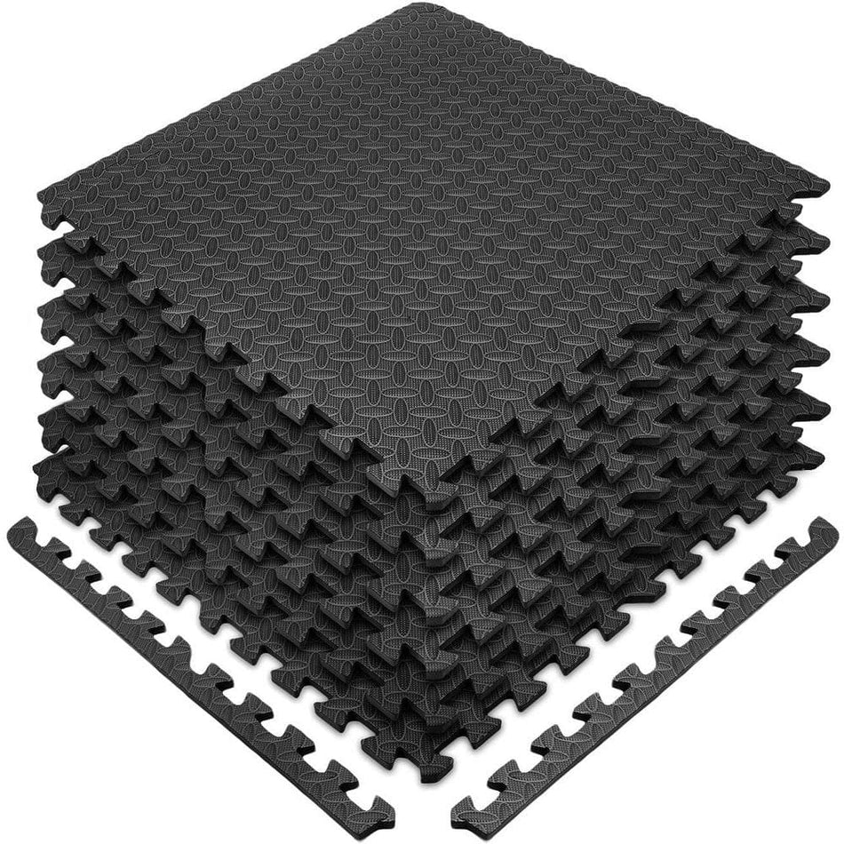 Sorbus Black Foam Interlocking Floor Carpet Mat 24 in. x 24 in. (6 Tiles)