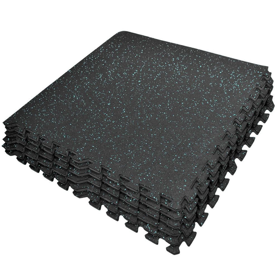 Sorbus Black with Blue Sparkle Rubber Interlocking Floor Carpet Mat 24 in. x 24 in. (6 Tiles)