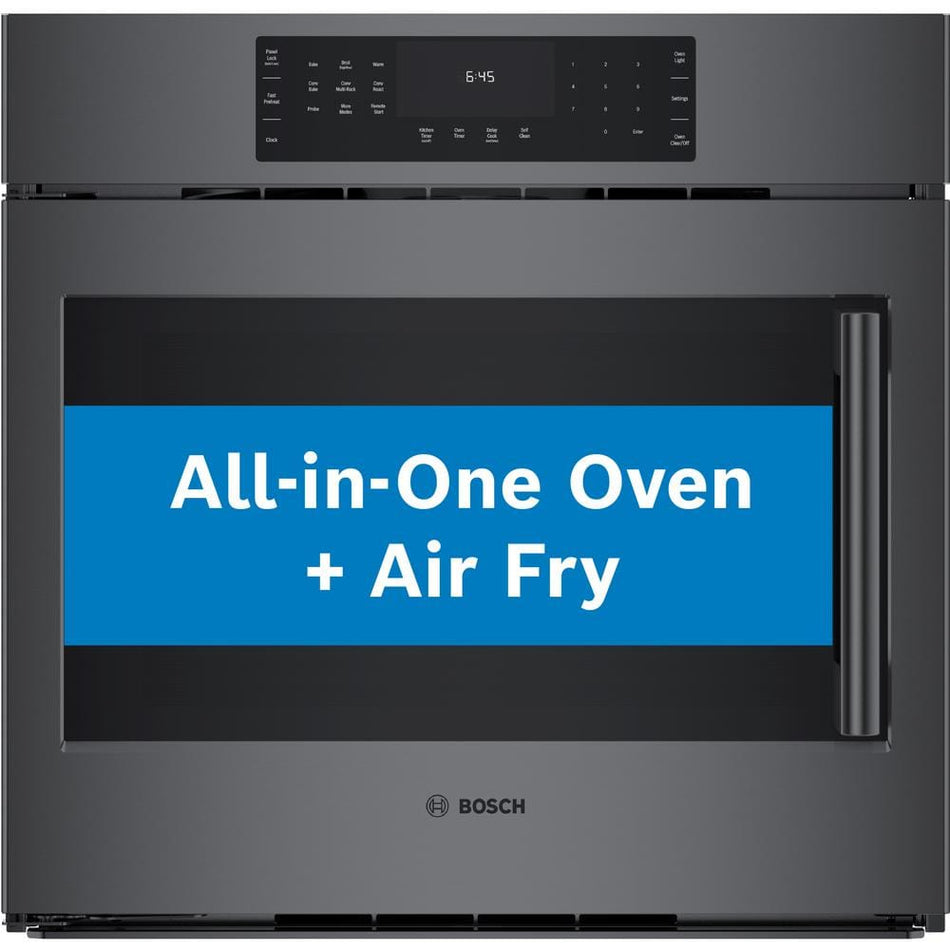 Bosch 800 Series 30 in. Built-In Smart Single Electric Convection Wall Oven w/ Left SideOpening Door in Black Stainless Steel