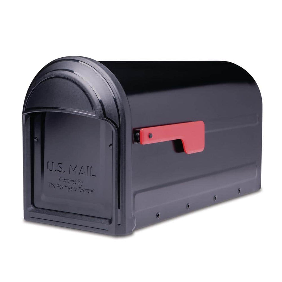 Architectural Mailboxes Barrington Black, Large, Steel, Post Mount Mailbox