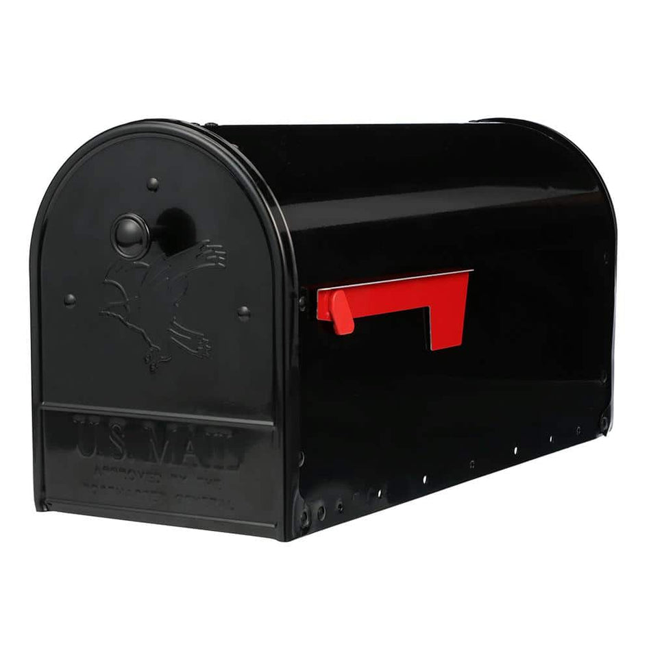 Architectural Mailboxes Outback Double Door, Black, Large, Steel, Post Mount Mailbox