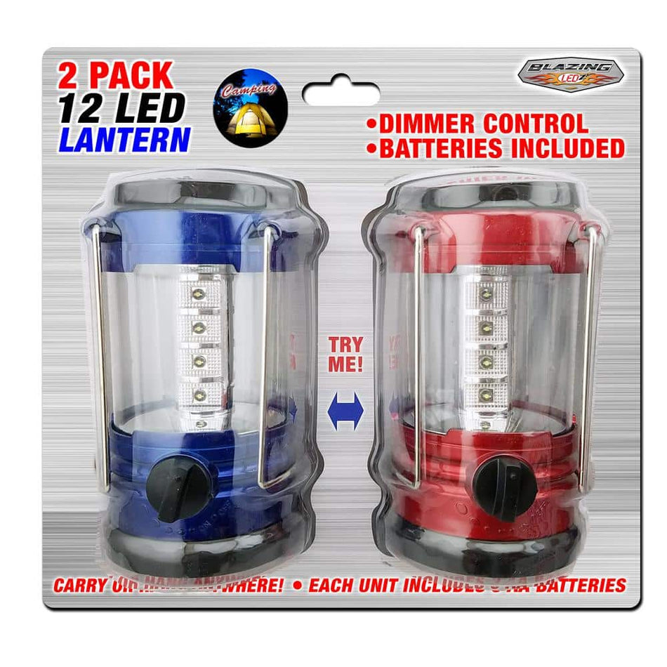 Blazing LEDz 12 LED Battery Operated Camping Lantern (2-Pack)