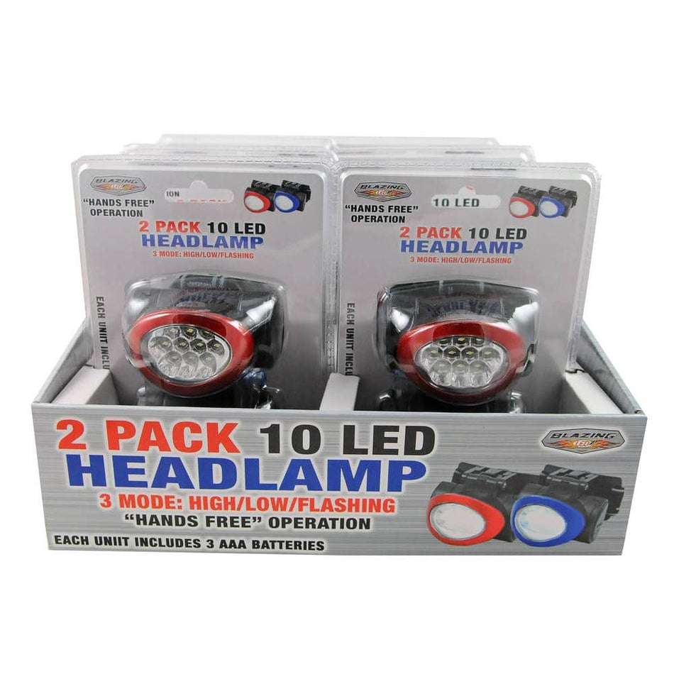 Blazing LEDz Battery Operated 10 LED Headlamp (2-Pack)