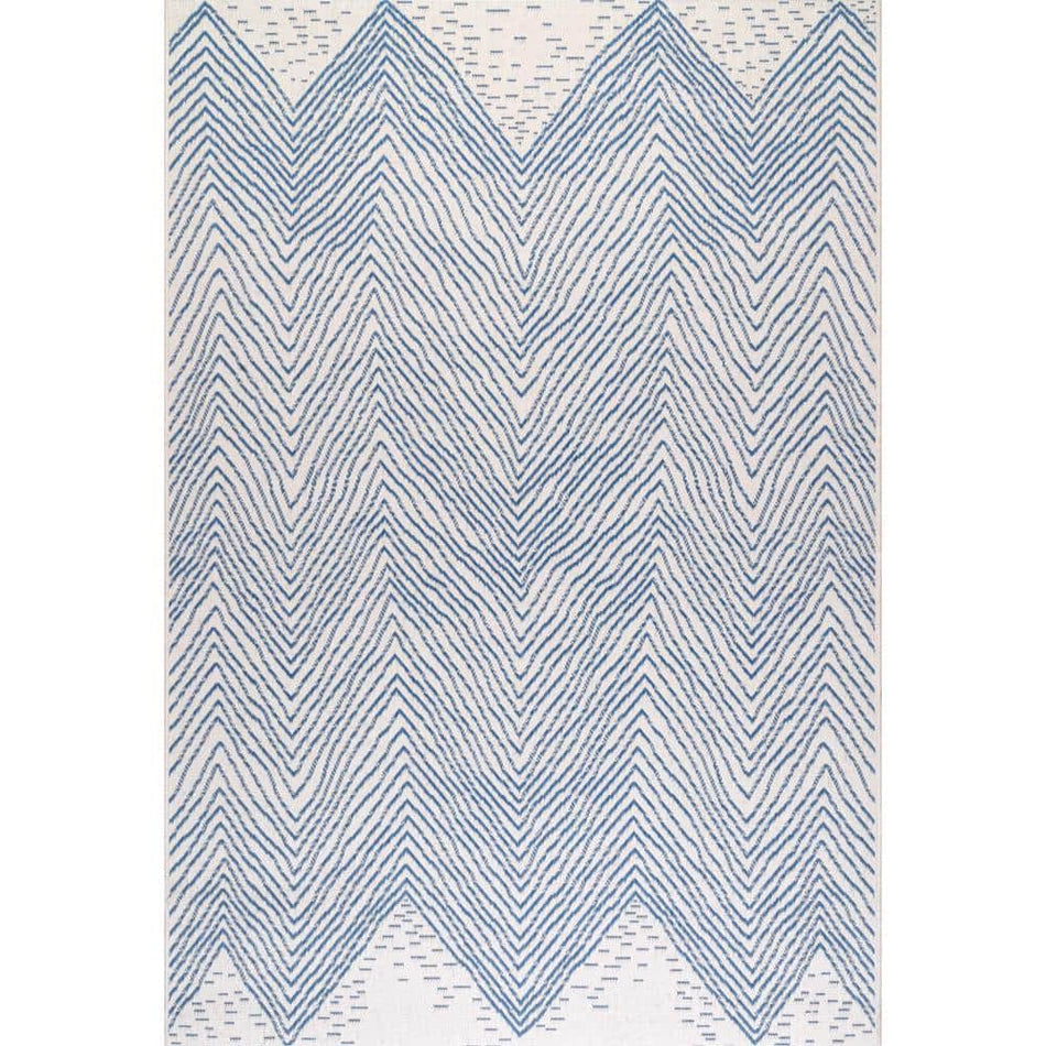 nuLOOM Wavy Chevron Blue 10 ft. x 13 ft. Indoor/Outdoor Patio Area Rug