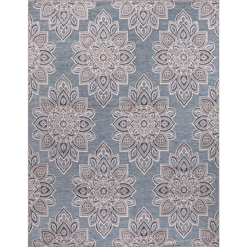 Resotre Rugs StyleWell Blue 8 ft. x 10 ft. Floral Indoor/Outdoor Area Rug – korestorera