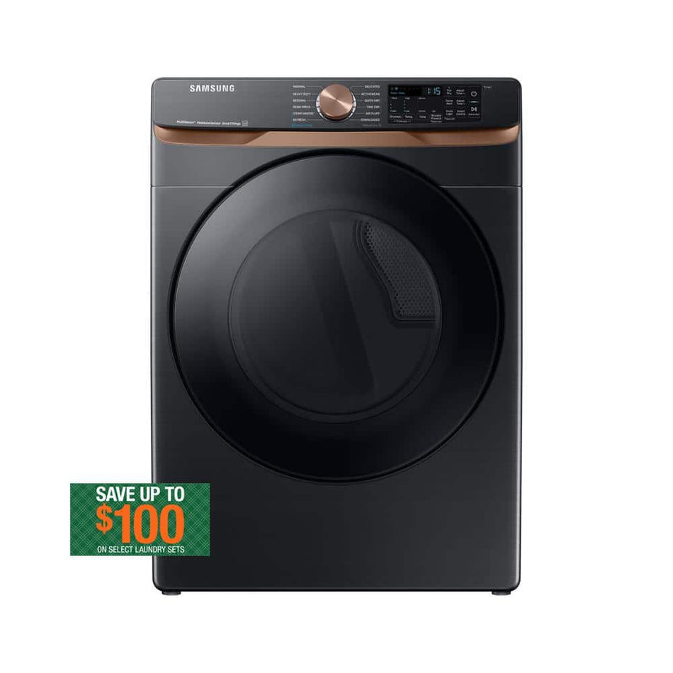 Samsung 7.5 cu. ft. Smart Electric Dryer in Brushed Black with Steam Sanitize+ and Sensor Dry