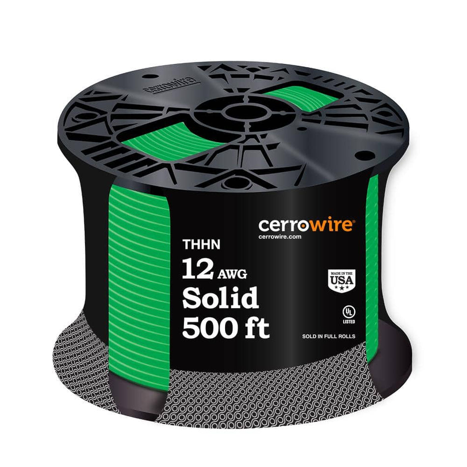 Cerrowire 500 ft.12 Gauge Green Solid CU THHN Wire