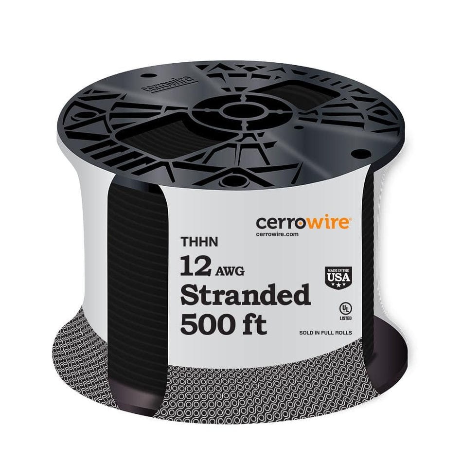 Cerrowire 500 ft. 12 Gauge Black Stranded Copper THHN Wire