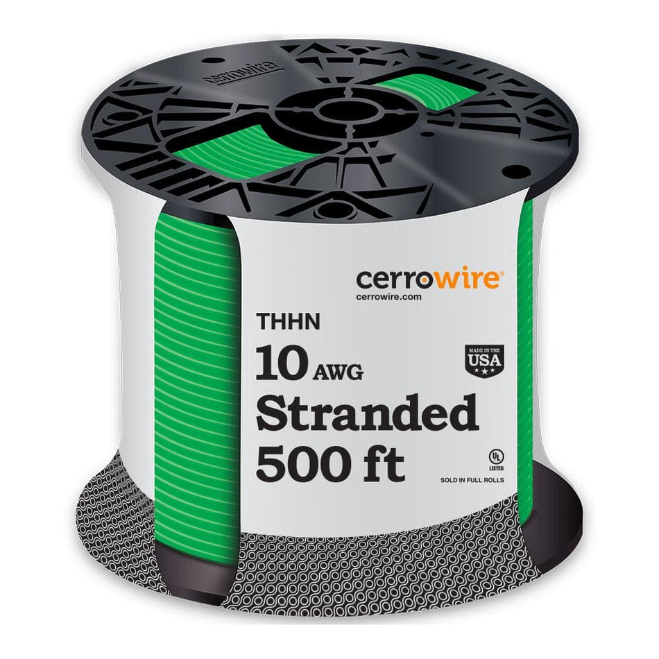 Cerrowire 500 ft. 10 Gauge Green Stranded Copper THHN Wire