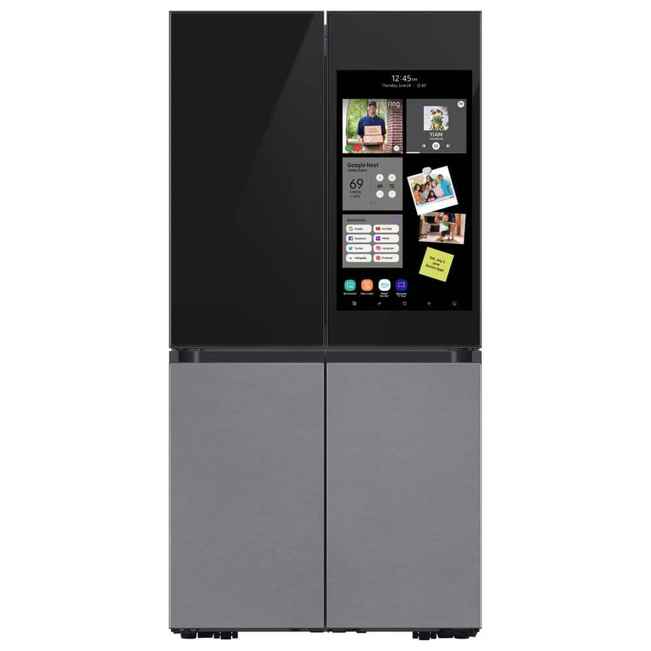 Samsung Bespoke 36 in. 29 cu. ft. 4-Door Flex Refrigerator with Family Hub+ in Charcoal Glass and Stainless Steel Panels