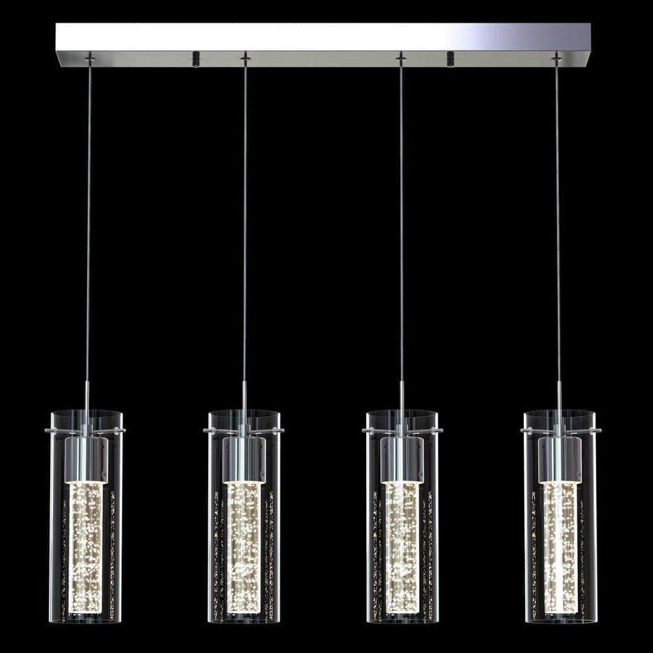 Artika Essence 27-Watt 4 Light Chrome Modern Integrated LED Pendant Light Fixture for Dining Room or Kitchen