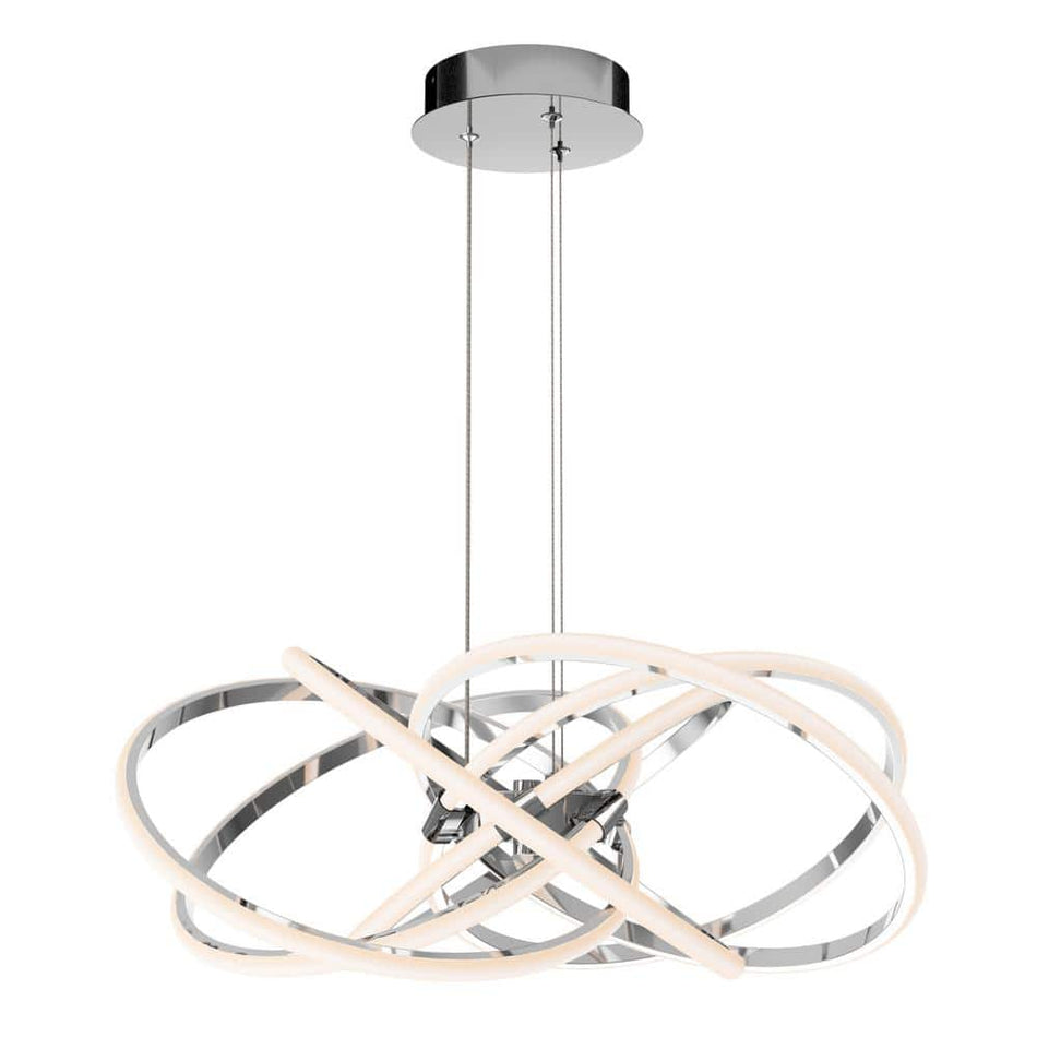 Artika Maelstrom 25-Watt 1 Light Chrome Modern 3 CCT Integrated LED Pendant Light Fixture for Dining Room or Kitchen