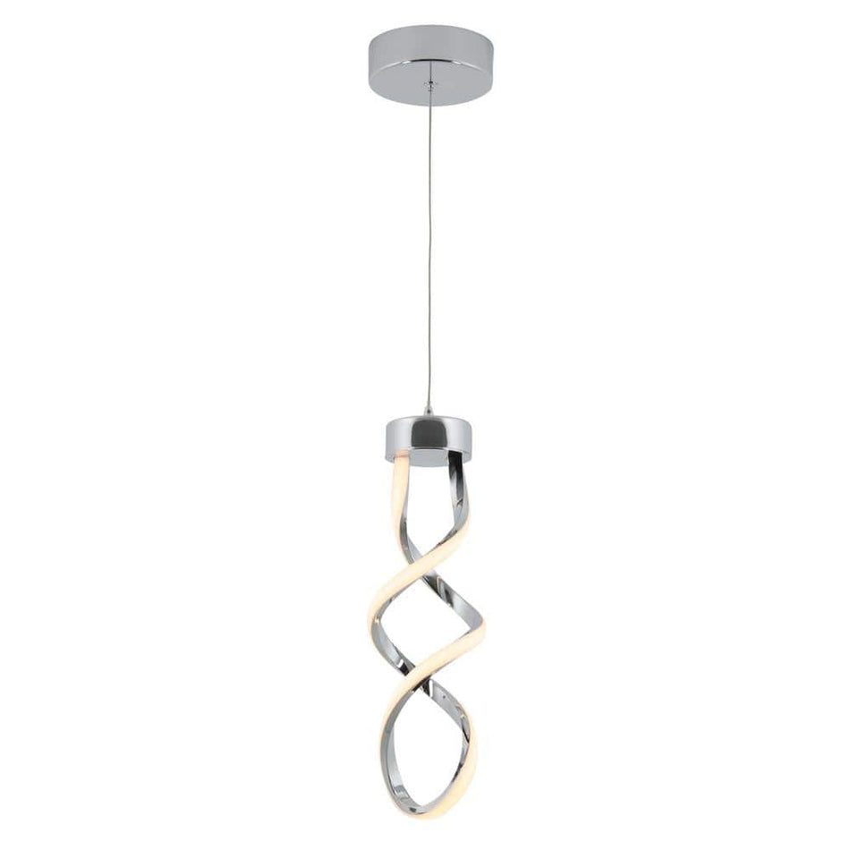 Artika Swirl 13-Watt 1 Light Chrome Modern Integrated LED Mini Pendant Light Fixture for Kitchen Island