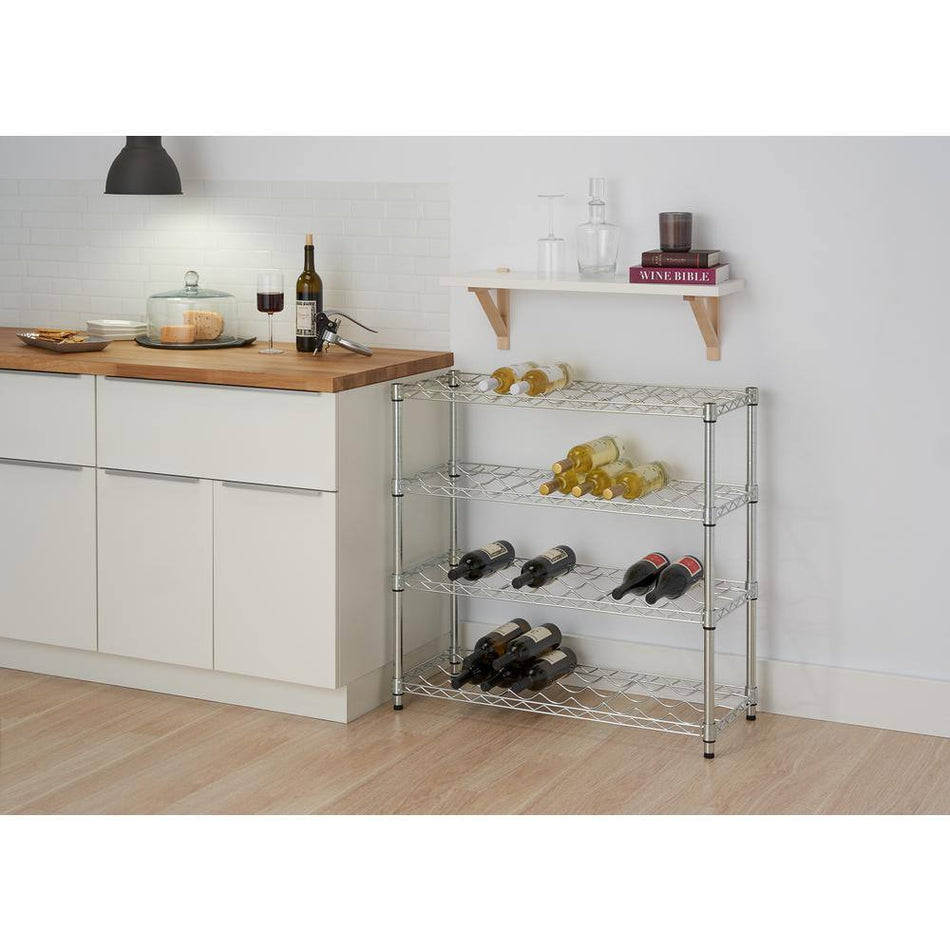 TRINITY EcoStorage 36-Bottle Chrome Floor Wine Rack