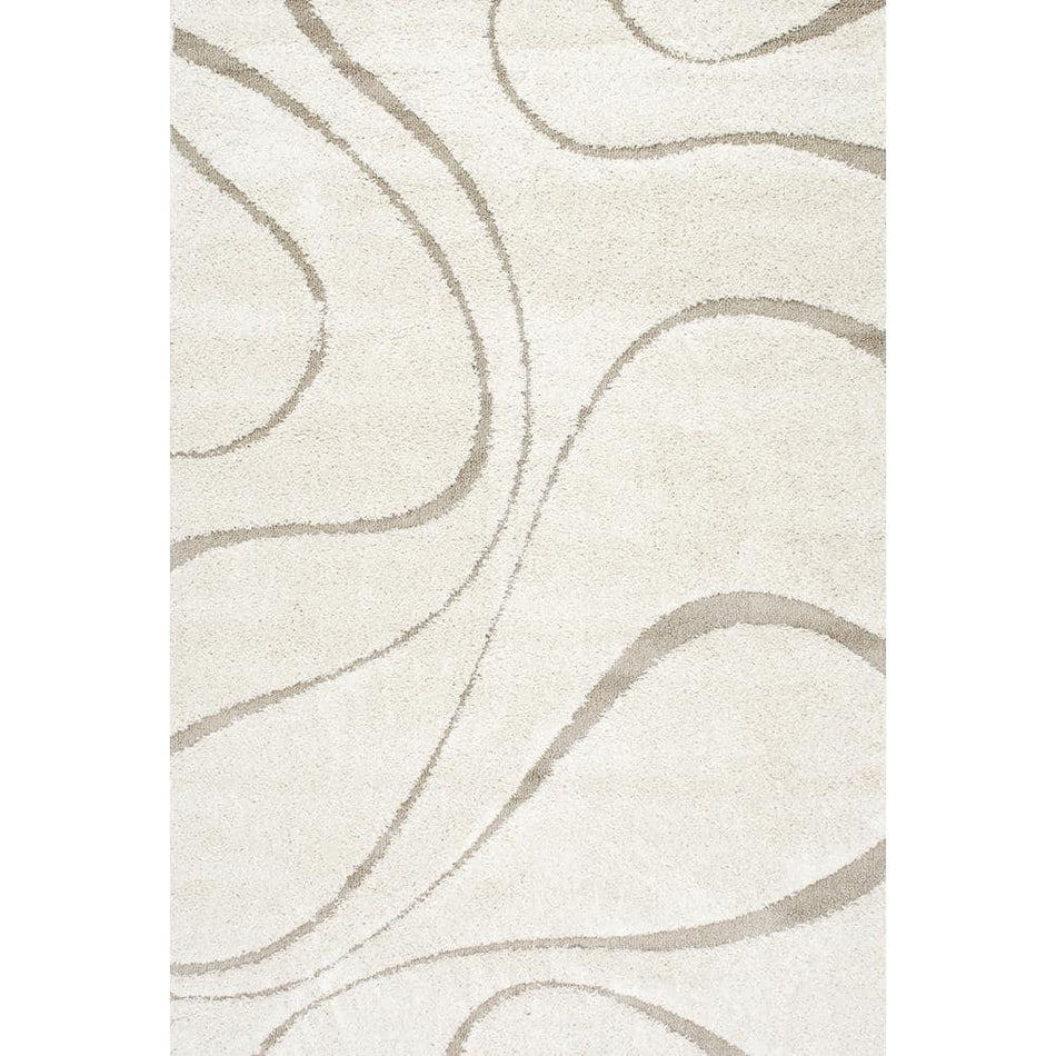 nuLOOM Carolyn Contemporary Curves Shag Cream 9 ft. x 12 ft. Area Rug