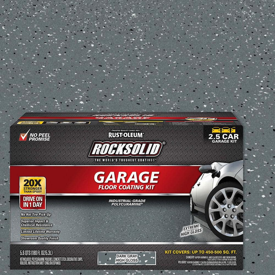 Rust-Oleum RockSolid 180 oz. Dark Gray Polycuramine 2.5 Car Garage Floor Kit