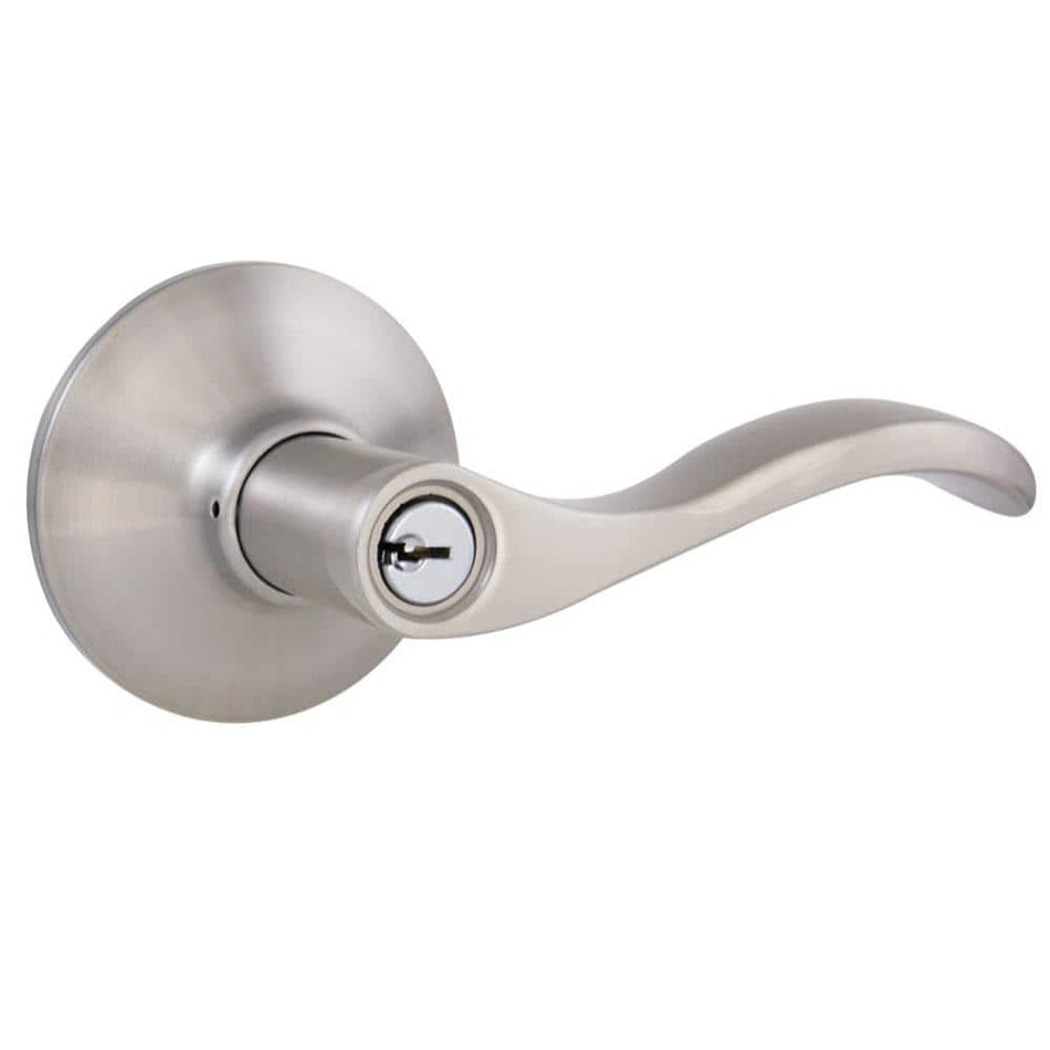 Defiant Naples Satin Nickel Modern Keyed Entry Door Lever Handle