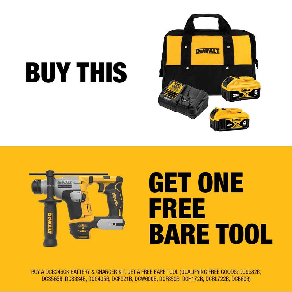 DEWALT ATOMIC 20V MAX Cordless Brushless Ultra-Compact 5/8 in. SDS + Hammer Drill with 20V MAX XR 6.0Ah and 4.0Ah Batteries