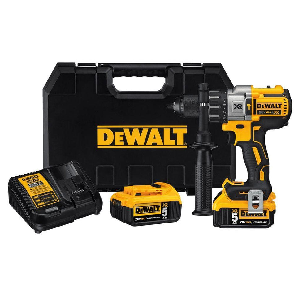 DEWALT 20V MAX XR Cordless Brushless 3-Speed 1/2 in. Hammer Drill with (2) 20V 5.0Ah Batteries and Charger