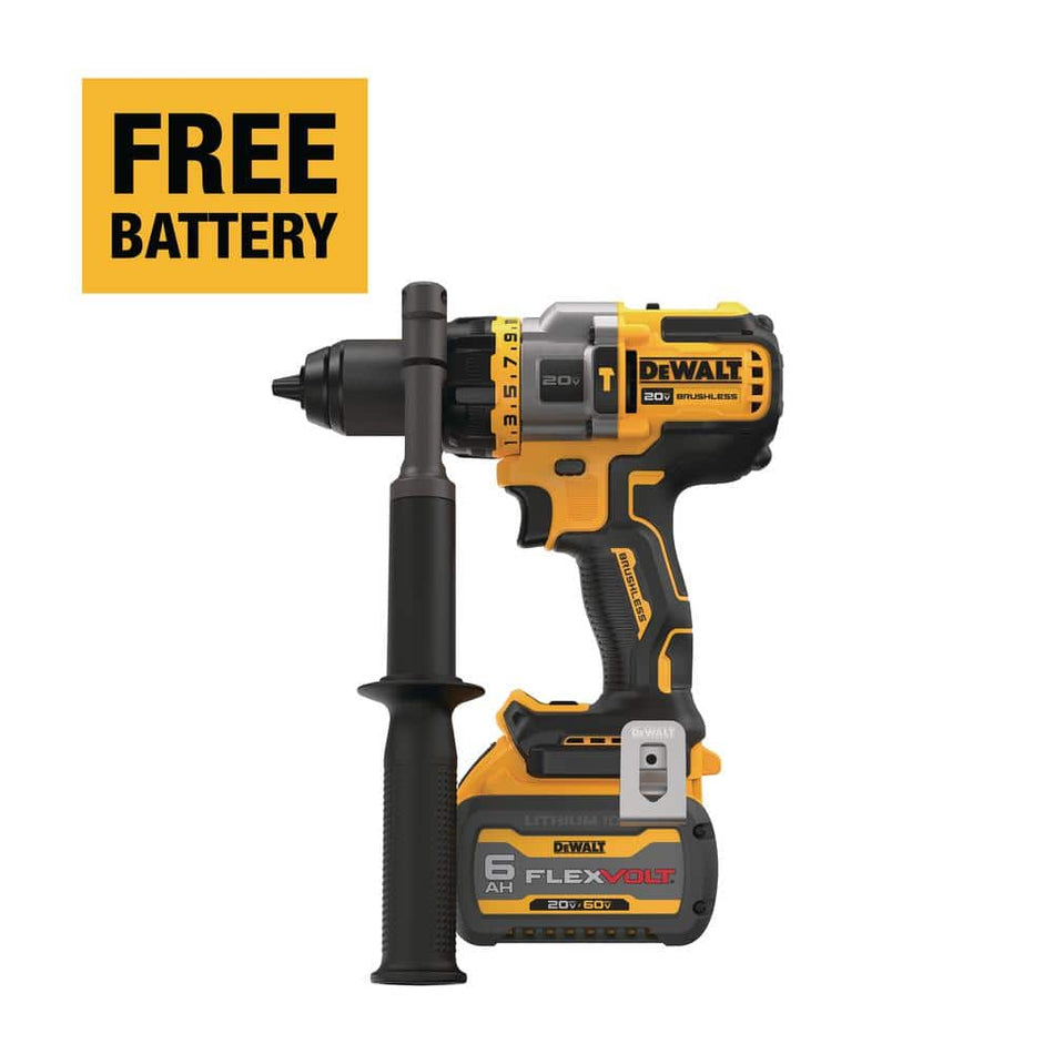 DEWALT 20V MAX Cordless Brushless 1/2 in. Hammer Drill/Driver with FLEXVOLT ADVANTAGE and (1) FLEXVOLT 6.0Ah Battery