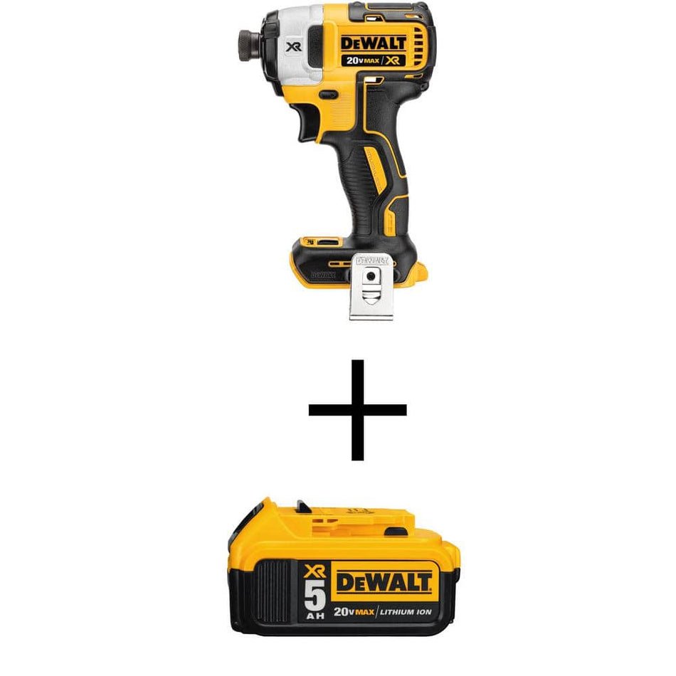 DEWALT 20V MAX XR Cordless Brushless 3-Speed 1/4 in. Impact Driver with 20V MAX XR Premium 5.0Ah Battery