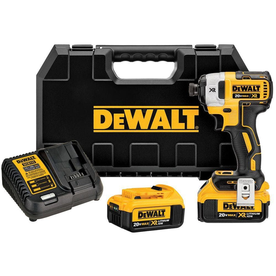 DEWALT 20V MAX XR Cordless Brushless 3-Speed 1/4 in. Impact Driver with (2) 20V 4.0Ah Batteries and Charger