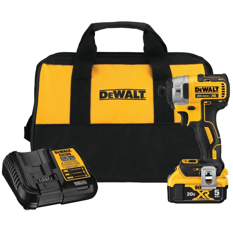 DEWALT 20V MAX XR Cordless Brushless 3-Speed 1/4 in. Impact Driver with (1) 20V 5.0Ah Battery and Charger