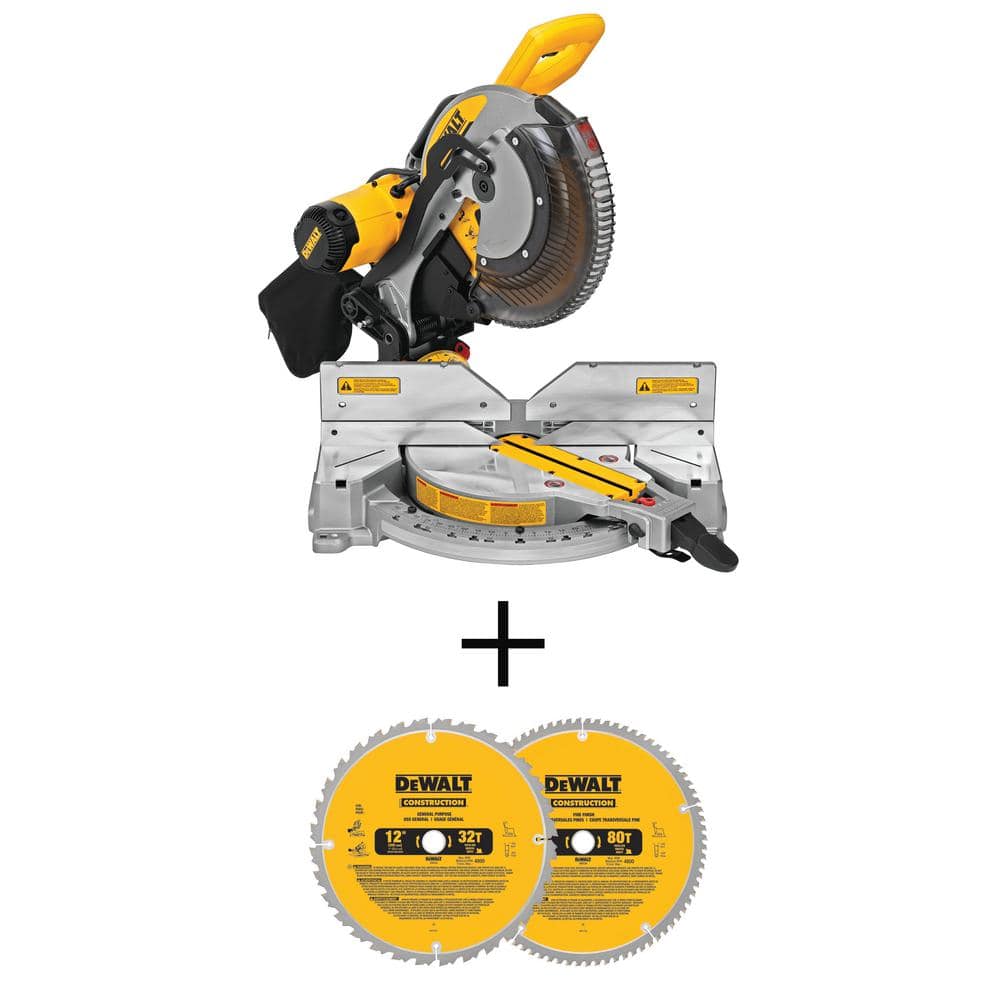 DEWALT 15 Amp Corded 12 in. Compound Double Bevel Miter Saw and 12 in