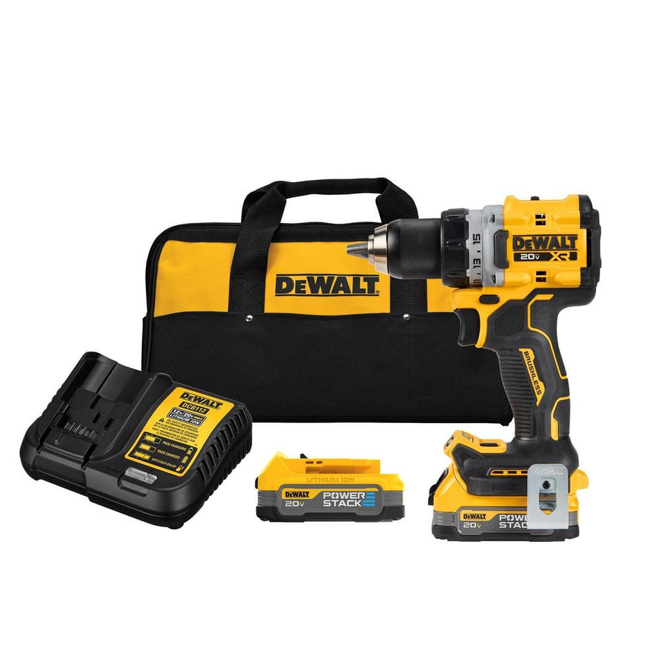 DEWALT 20V Lithium-Ion Cordless Brushless 1/2 in. Compact Drill Driver Kit with (2) 1.7Ah Batteries and Charger