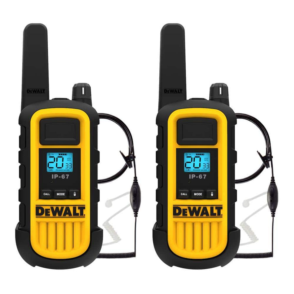 DEWALT DXFRS300 Heavy-Duty 1-Watt Walkie Talkie and Headset Bundle (2-Pack)